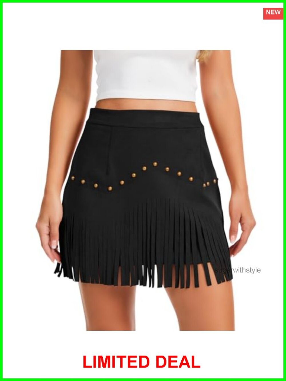 High Waisted Fringe Mini Skirt Polyester Spandex Western Cowgirl
